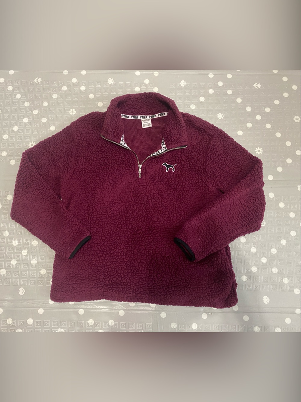 PINK Victoria's Secret Plush Half-Zip Sherpa Pullover - Wine